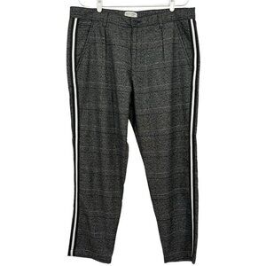 NWT‎ Jack & Jones Women's Anti Fit High Rise Pleated Plaid Grey Pants Size 36/34